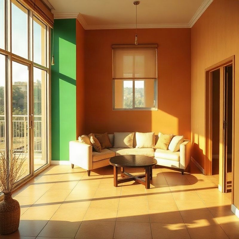 Bright unfurnished apartment interior in Kakamega with an emerald accent wall